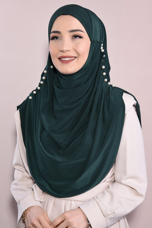 İncili Tesettür Hijab Zümrüt Yeşili