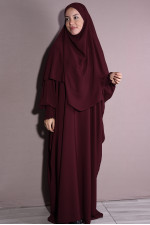 Medine İpeği Şal Ve Elbise Takım Bordo