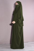 Medine İpeği Sufle ve Elbise Takım Haki Yeşili