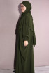 Medine İpeği Sufle ve Elbise Takım Haki Yeşili