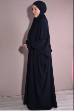 Medine İpeği Şal Ve Elbise Takım Lacivert