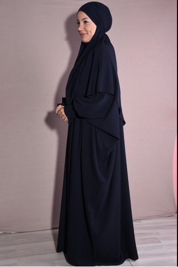 Medine İpeği Şal Ve Elbise Takım Lacivert