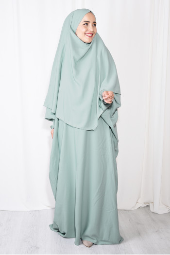 Medine İpeği Sufle ve Elbise Takım Mint Yeşili