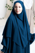 Medine İpeği Sufle ve Elbise Takım Petrol Mavisi