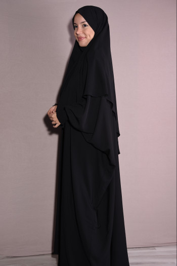 Medine İpeği Şal Ve Elbise Takım Siyah