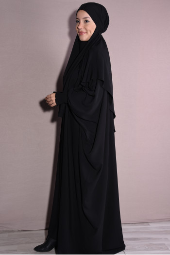 Medine İpeği Şal Ve Elbise Takım Siyah