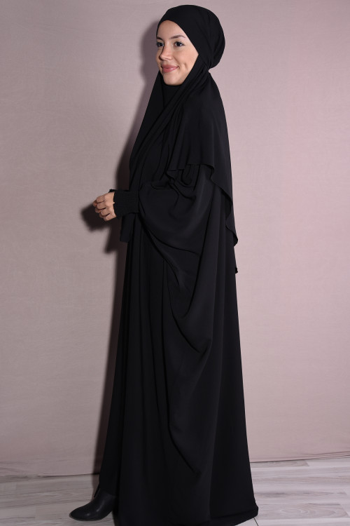 Medine İpeği Şal Ve Elbise Takım Siyah