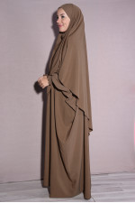 Medine İpeği Şal Ve Elbise Takım Taba