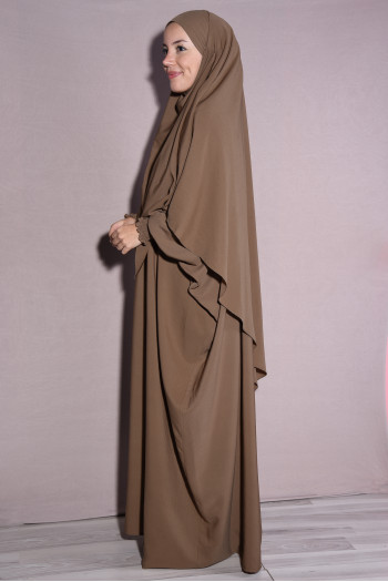 Medine İpeği Şal Ve Elbise Takım Taba