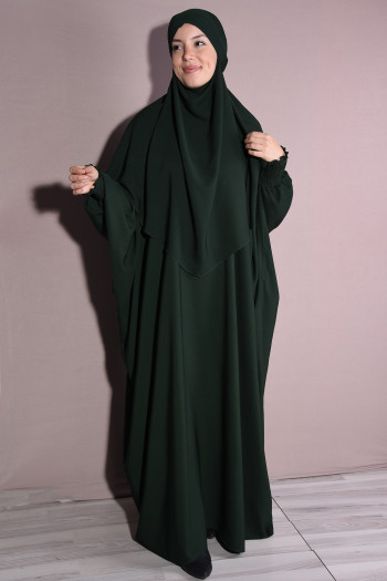 Medine İpeği Şal Ve Elbise Takım Zümrüt Yeşili