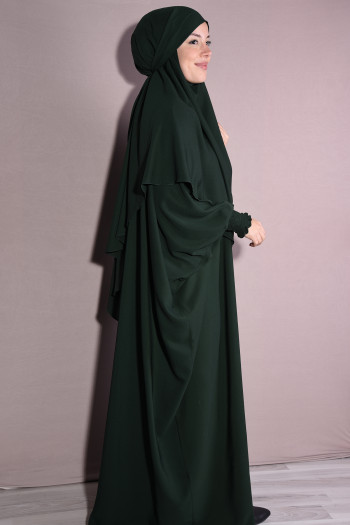 Medine İpeği Şal Ve Elbise Takım Zümrüt Yeşili