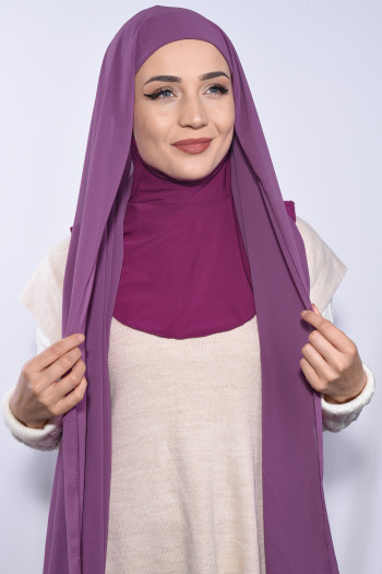 Şifon Boyunluklu Şal Menekşe 
