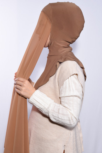 Şifon Boyunluklu Şal Tarçın 