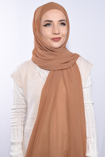 Şifon Boyunluklu Şal Tarçın 