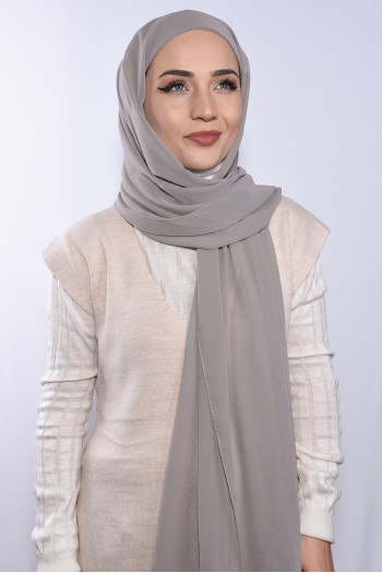 Şifon Boyunluklu Şal Taş Rengi 