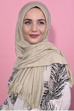 Pliseli Hijab Şal Bej 