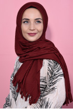 Pliseli Hijab Şal Bordo 