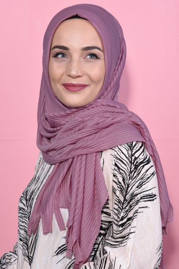 Pliseli Hijab Şal Gül Kurusu