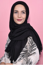 Pliseli Hijab Şal Siyah 
