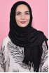 Pliseli Hijab Şal Siyah 