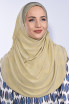 Taşlı Pileli Hijab Bej 