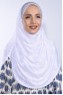 Taşlı Pileli Hijab Beyaz 