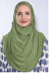 Taşlı Pileli Hijab Çağla Yeşili