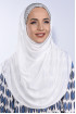 Taşlı Pileli Hijab Ekru