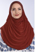 Taşlı Pileli Hijab Kiremit 