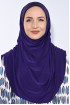 Taşlı Pileli Hijab Mor 