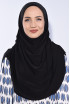 Taşlı Pileli Hijab Siyah 