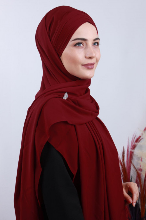 4 Drapeli Krep Şal Bordo 4 Drapeli Krep Şal Bordo