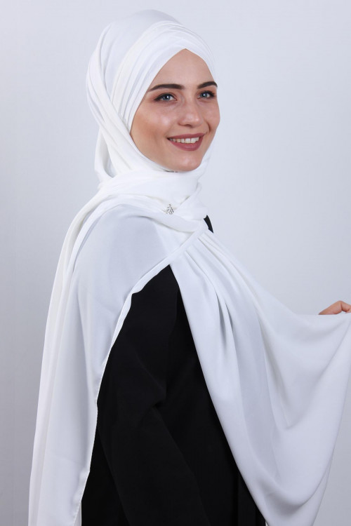 4 Drapeli Krep Şal Ekru 4 Drapeli Krep Şal Ekru