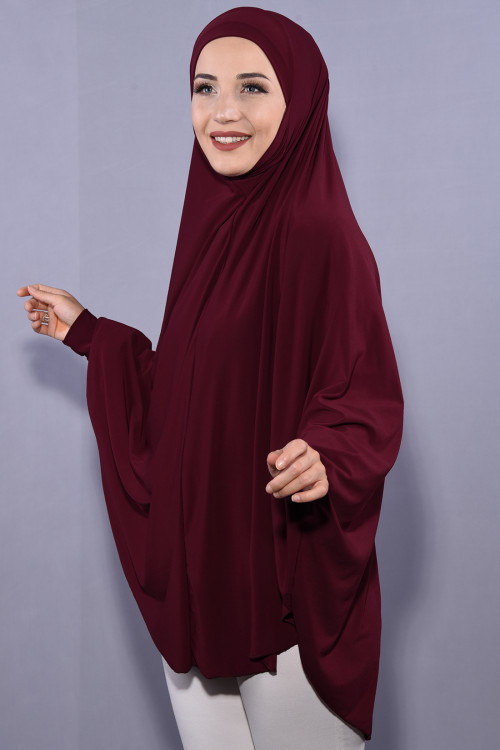 5 XL Peçeli Hijab Bordo 