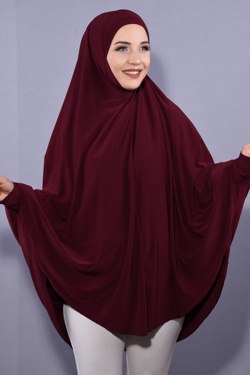 5 XL Peçeli Hijab Bordo 