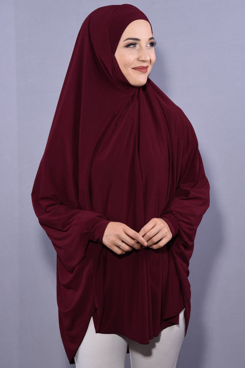 5 XL Peçeli Hijab Bordo 