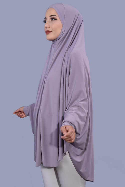 5 XL Peçeli Hijab Namaz Örtüsü Gri 