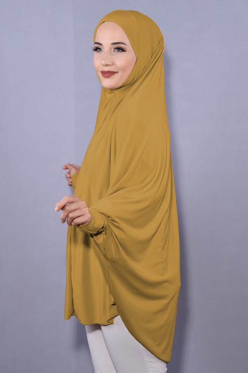 5 XL Peçeli Hijab Namaz Örtüsü Hardal Sarısı