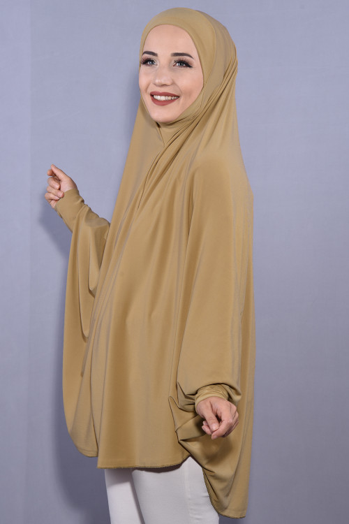 5 XL Peçeli Hijab Namaz Örtüsü Karamel