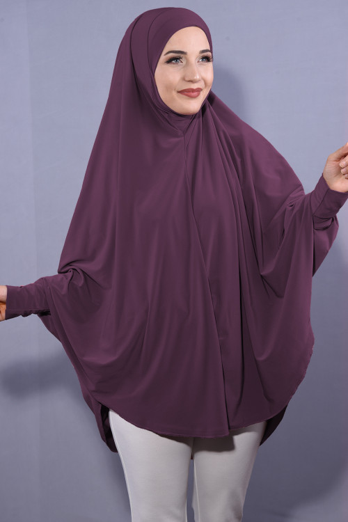 5 XL Peçeli Hijab Koyu Gül Kurusu 