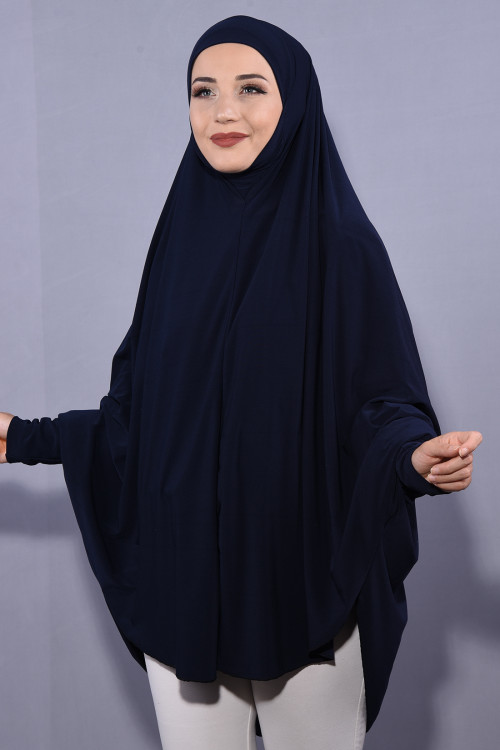 5 XL Peçeli Hijab Namaz Örtüsü Lacivert 