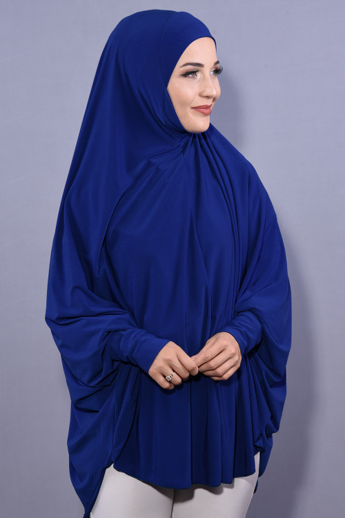 5 XL Peçeli Hijab Saks Mavisi