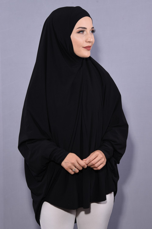 5 XL Peçeli Hijab Namaz Örtüsü Siyah 