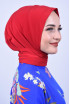 Çıtçıtlı Fular Şal Kırmızı Çıtçıtlı Fular Şal Kırmızı