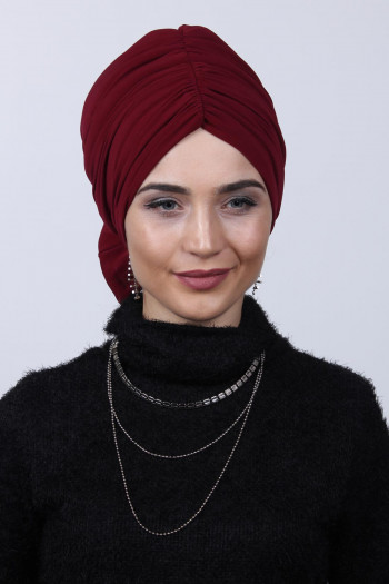 Dolgulu Fiyonklu Bone Bordo 