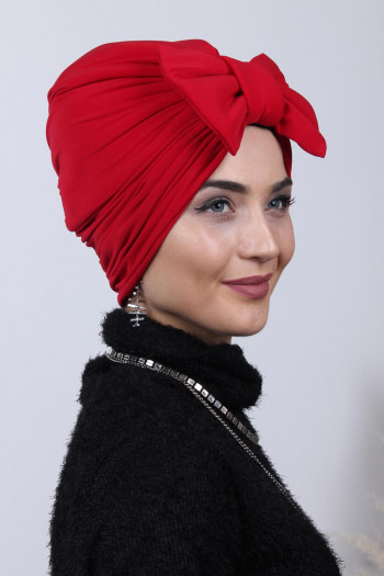 Dolgulu Fiyonklu Bone Kırmızı