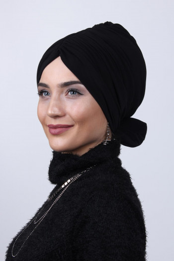 Dolgulu Fiyonklu Bone Siyah