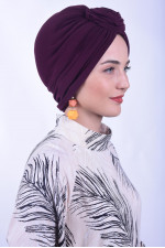 Dolgulu Güllü Düğüm Bone Mor 