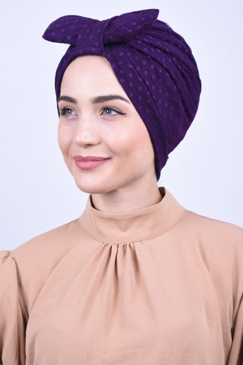 Fiyonklu Tül Bone Mor