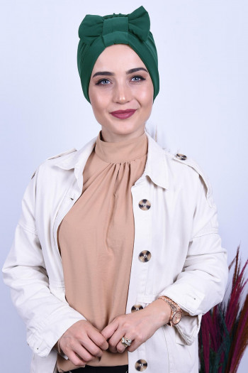 Fiyonklu Çift Taraflı Bone Zümrüt 